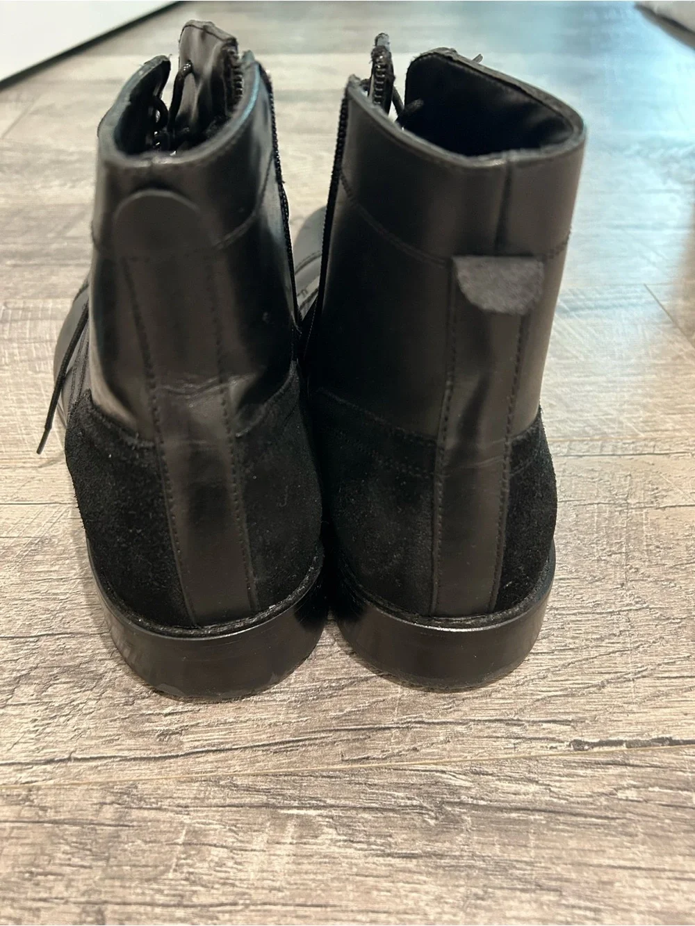 Aldo Men's Black Leather Lace-Up Cap-Toe Boots